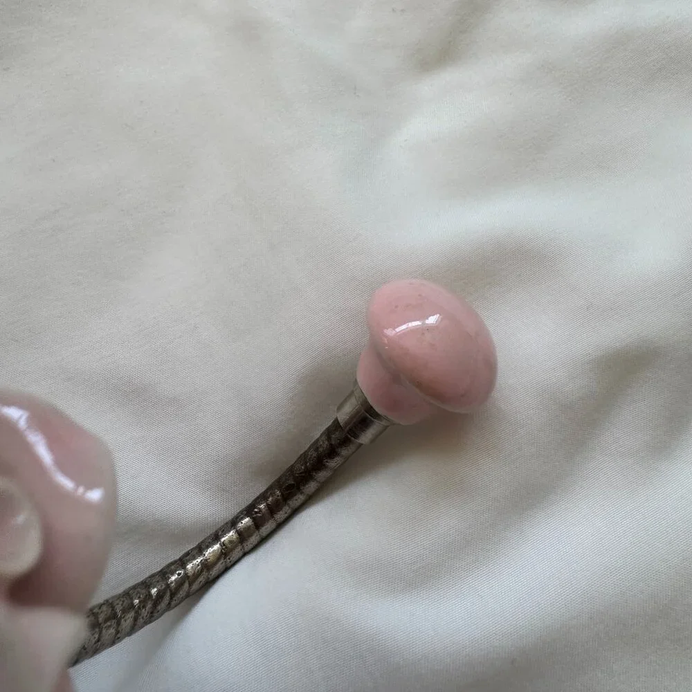 EUC, Anthropologie Floral Ceramic Wall Hook, Light Dusty Pink / Silver, One Size